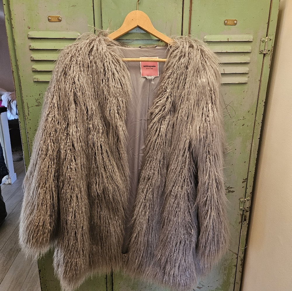 Grey Kate Spade Faux Fur Jacket